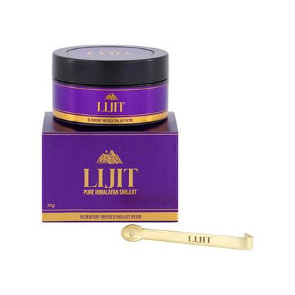 Lijit Blueberry-Infused Shilajit Resin on a white background