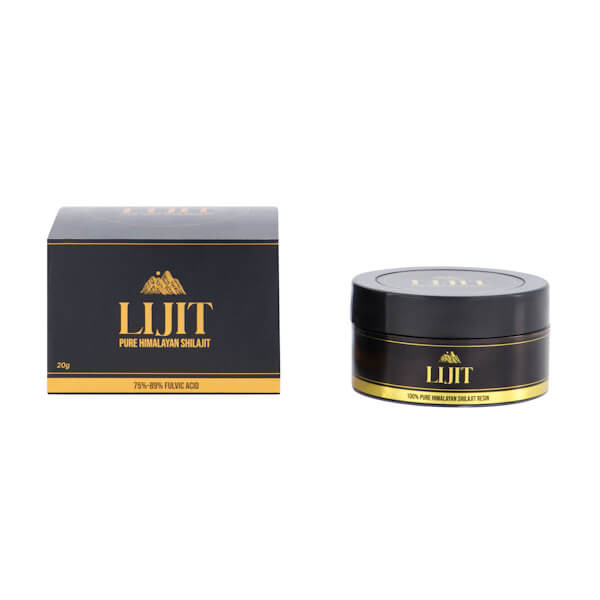 Lijit Shilajit – Original 20g Black container and packaging on a white background