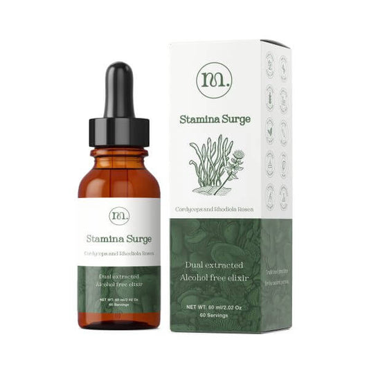 Stamina Surge bottle and packaging on a white background