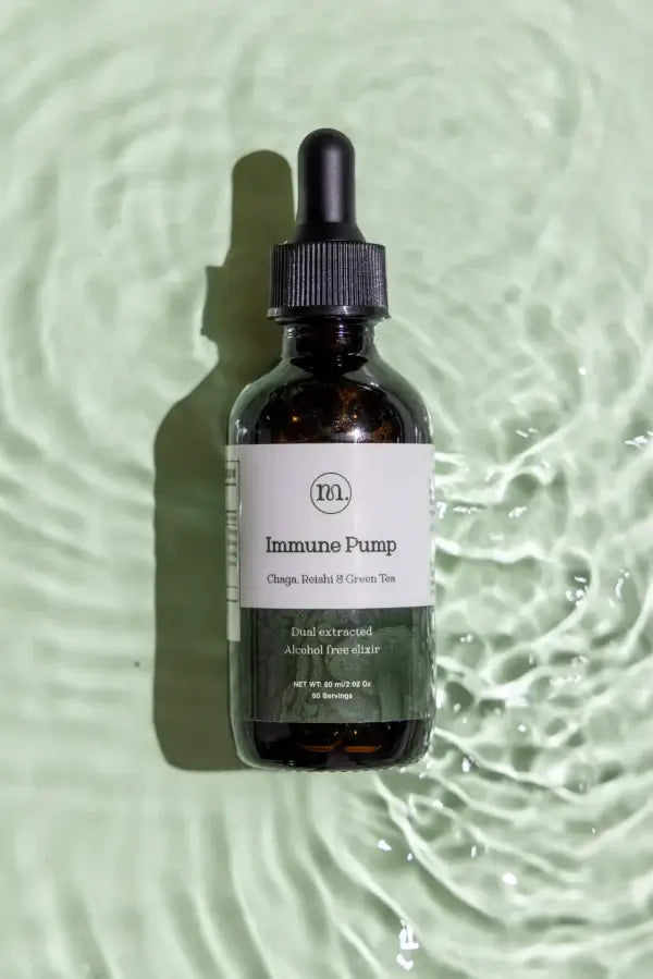 Bottle labeled 'Immune Pump' on a textured light green background