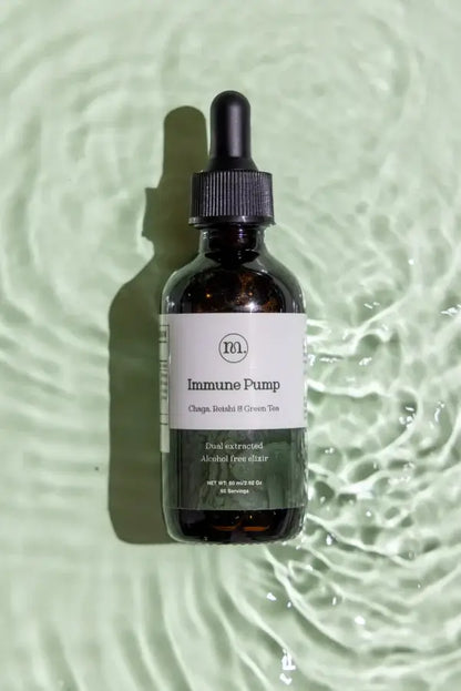 Bottle labeled 'Immune Pump' on a textured light green background