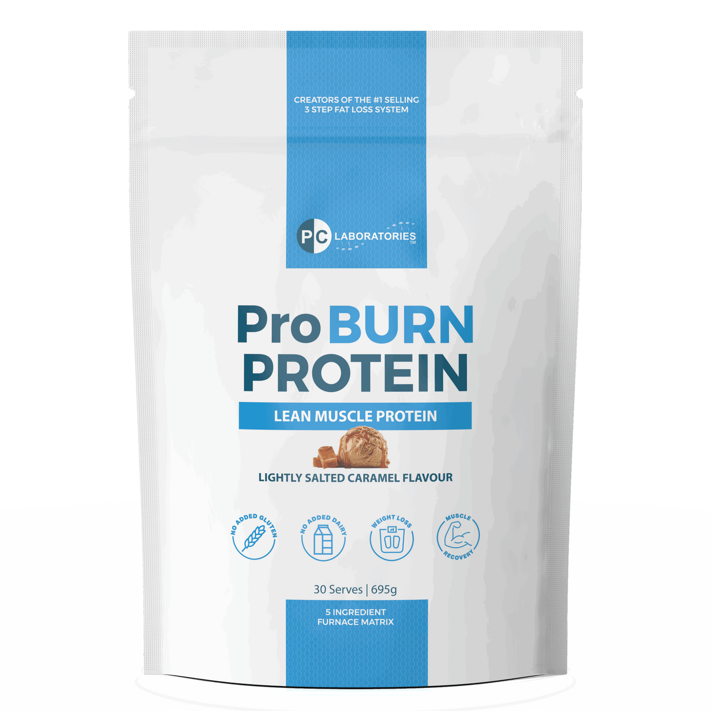 PC Laboratories ProBURN Protein – Lightly Salted Caramel (687g, 30 Serves)
