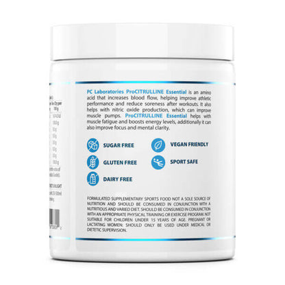 ProCitrulline Essential 250g supplement container with label on a white background