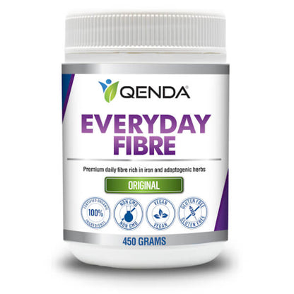 Qenda Everyday Fibre Original 450g supplement container on a white background