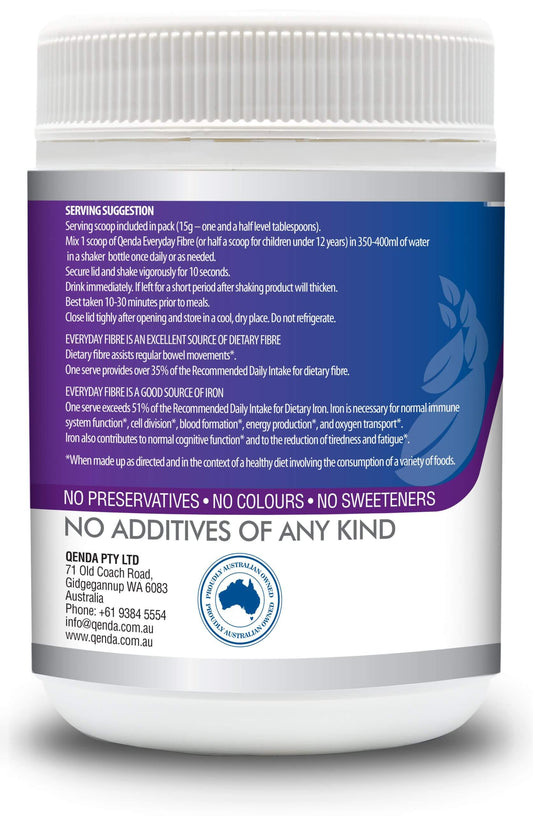 Qenda Everyday Fibre Original 450g container with a label on a white background