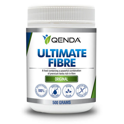Qenda Ultimate Fibre – Original 500g supplement container on a white background