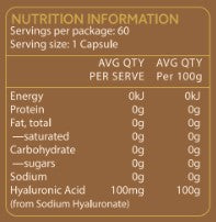 TheAgeHack HLA 100mg Nutrition information label for a supplement capsule on a brown background