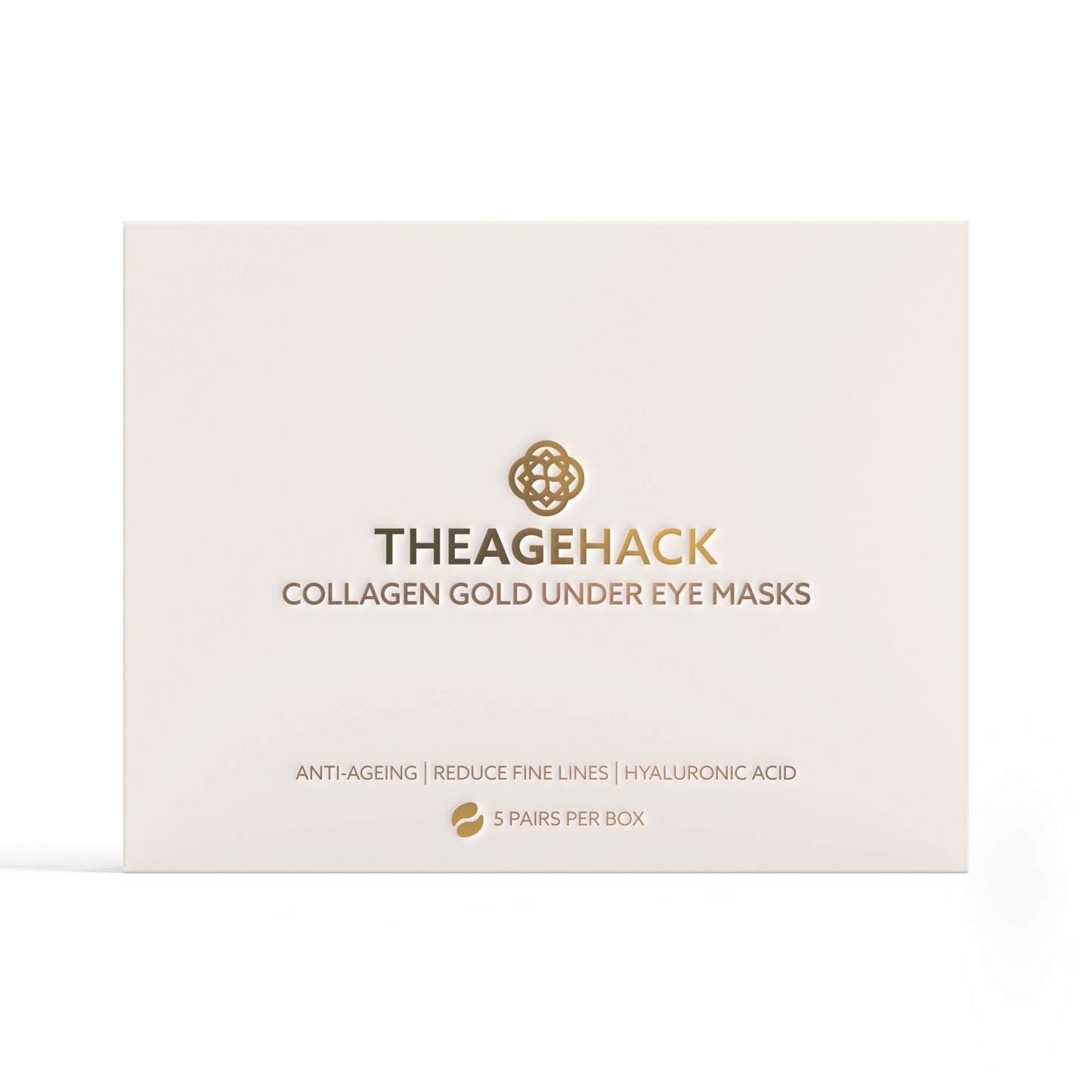 Box of TheAgeHack Collagen Gold Under Eye Mask on a white background