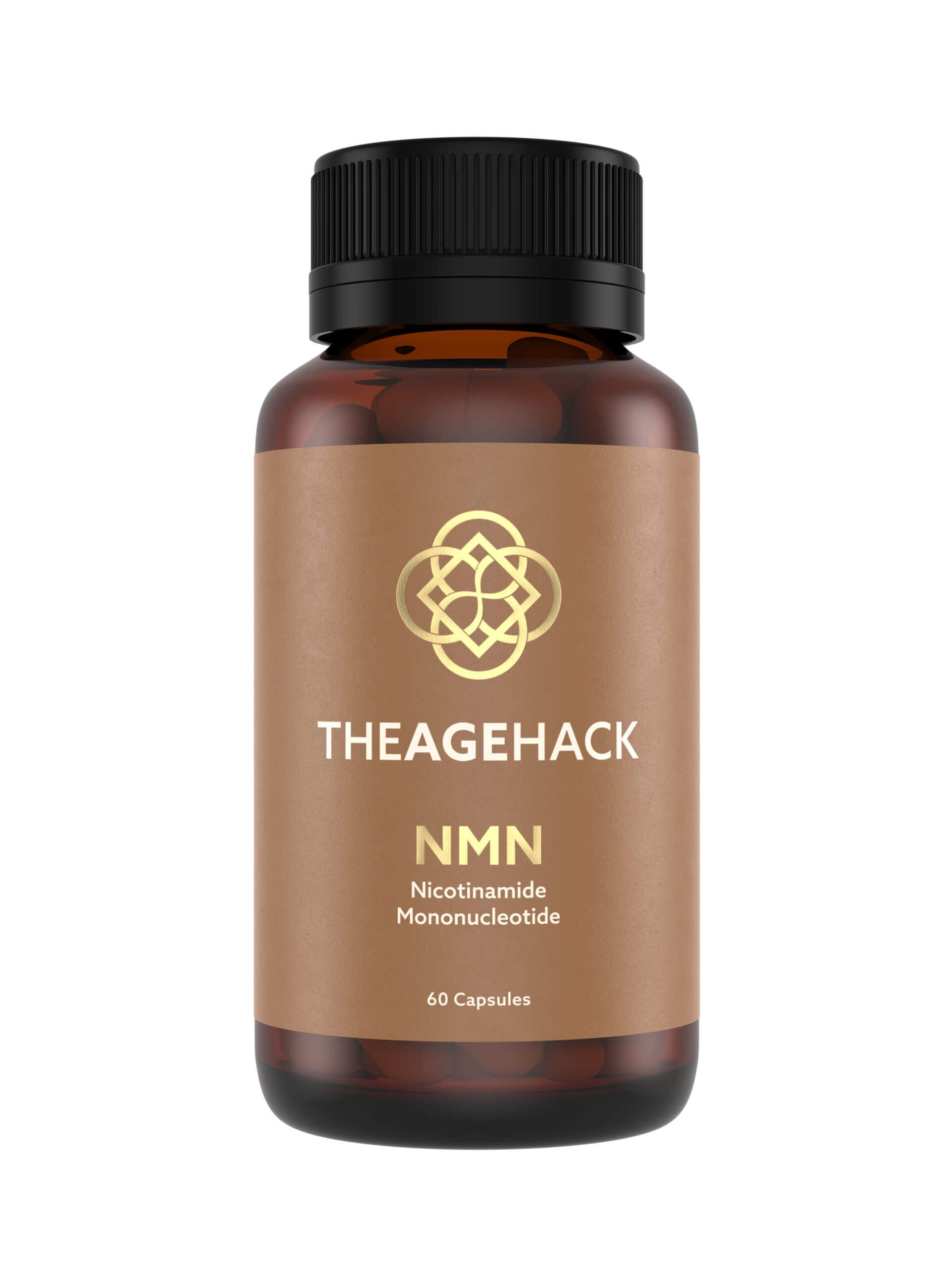 TheAgeHack NMN 125mg bottle labeled 'The Age Hack' on a white background