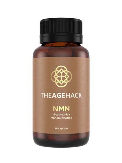 TheAgeHack NMN 125mg bottle labeled 'The Age Hack' on a white background